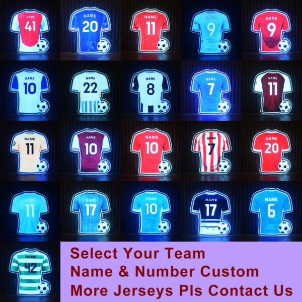 Jersey Light RGB LED Custom Name & Number (the remote not contains a coin battery)