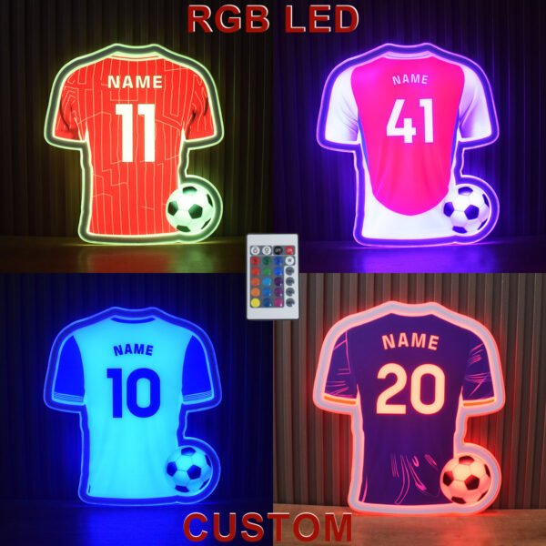 Jersey Light RGB LED Custom Name & Number (the remote not contains a coin battery) - Image 2
