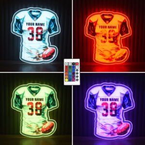 Football Jersey Light RGB LED Custom Name & Number (the remote not contains a coin battery)