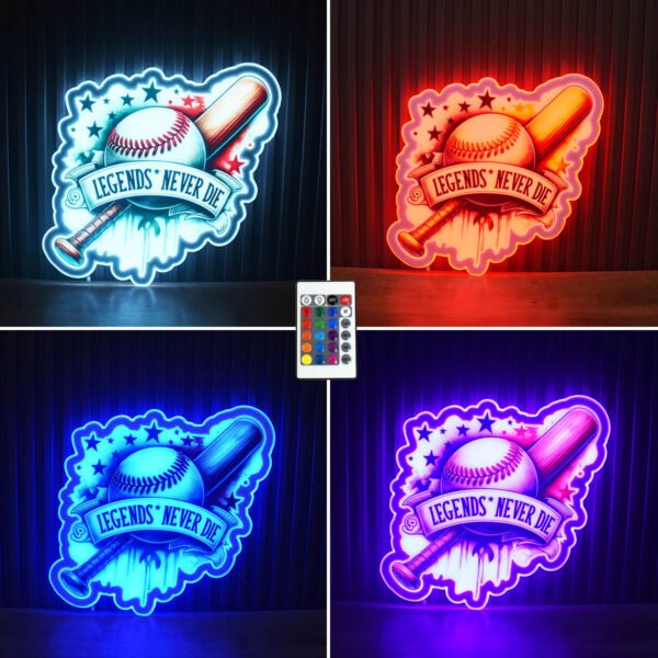 Baseball Light RGB LED Wall Sign(the remote not contains a coin battery) - Image 2
