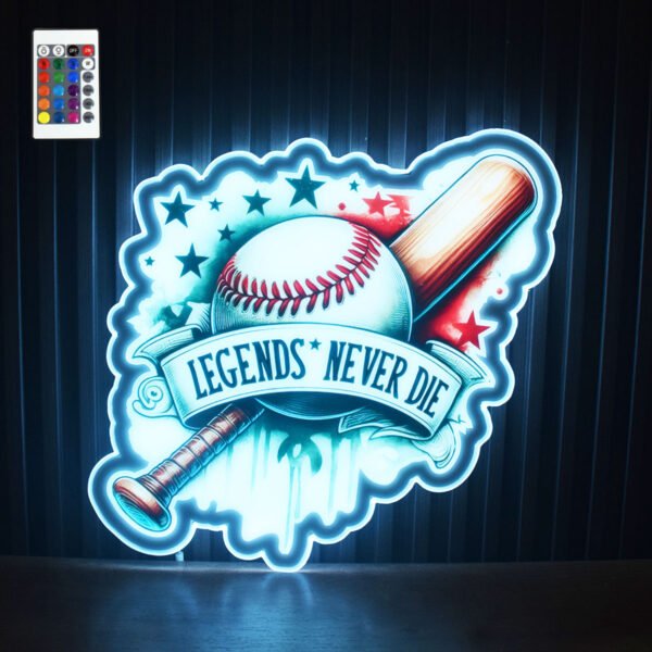 Baseball Light RGB LED Wall Sign(the remote not contains a coin battery)
