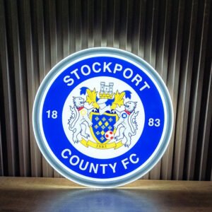 Stockport Football Sign Decor. LED lights 34cm/40cm